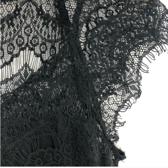 FREE PEOPLE PEAKABOO Lace Bodycon Slip Black Dress S - Picture 11 of 14